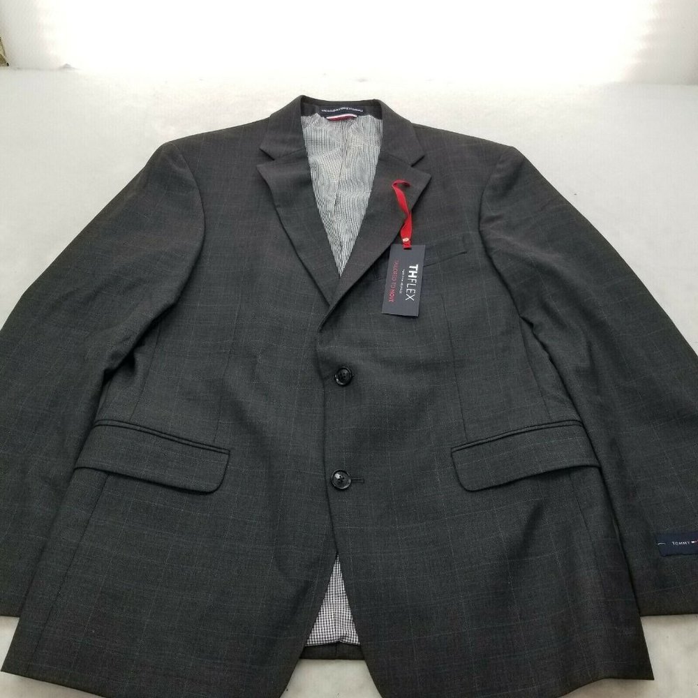 Tommy Hilfiger Dark Charcoal Plaid Two-Button Blazer